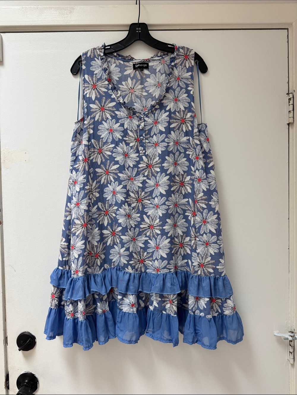 Blue Floral Ruffle Casual Sundress